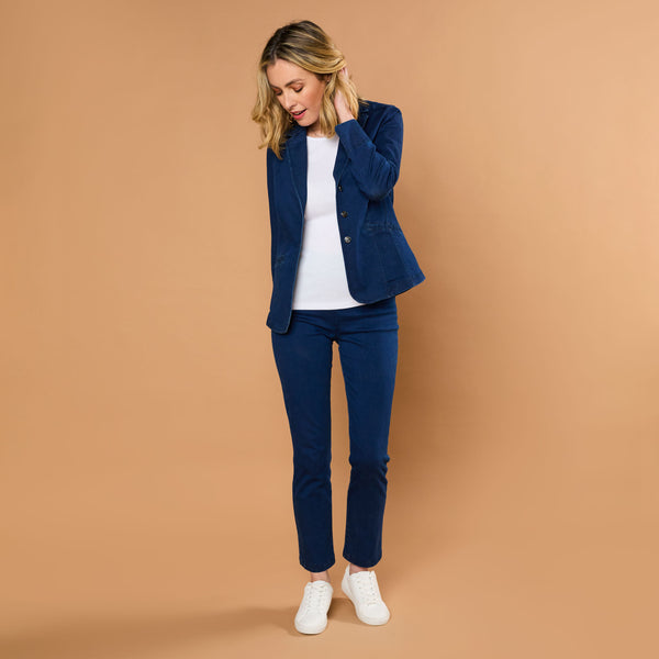 Tailored Denim Blazer Denim Blue