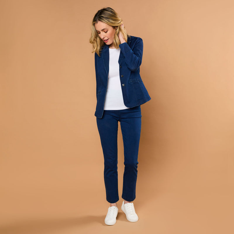 Tailored Denim Blazer Denim Blue