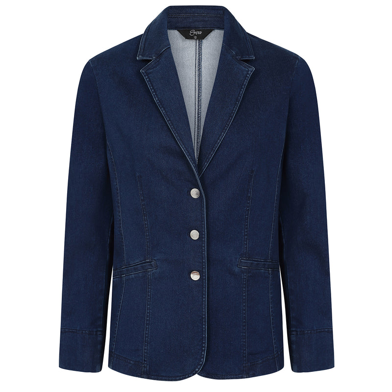 Tailored Denim Blazer Denim Blue