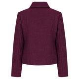 Classic Collar Cropped Boucle Jacket Berry