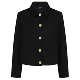 Classic Collar Cropped Boucle Jacket Black