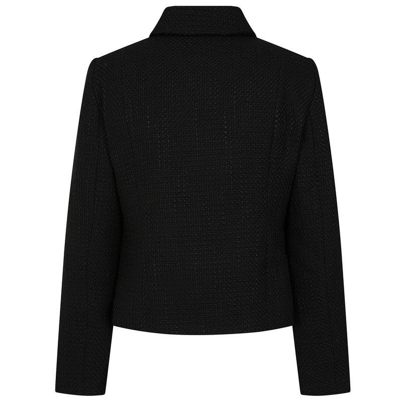 Classic Collar Cropped Boucle Jacket Black