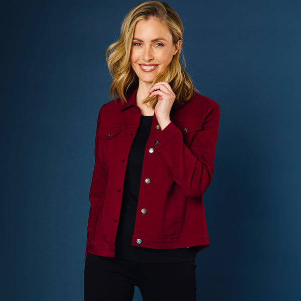 Bengaline Jean Style Stretch Jacket Rich Cranberry