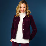 Corduroy Jean Style Stretch Jacket Burgundy