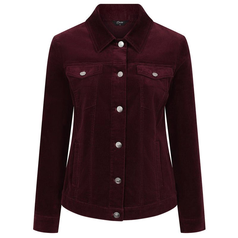 Corduroy Jean Style Stretch Jacket Burgundy