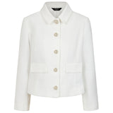 Classic Collar Cropped Textured Jacket White