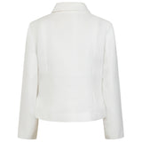 Classic Collar Cropped Textured Jacket White