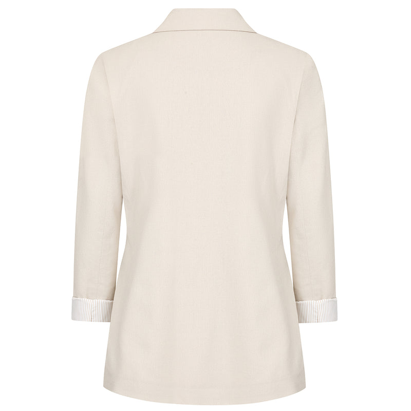 Linen Roll Cuff Blazer Stone