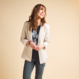 Linen Roll Cuff Blazer Stone