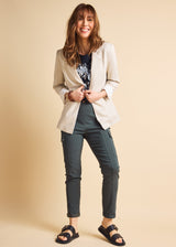 Linen Roll Cuff Blazer Stone