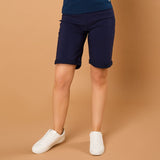 Stretch Bengaline Turn Up Short Navy