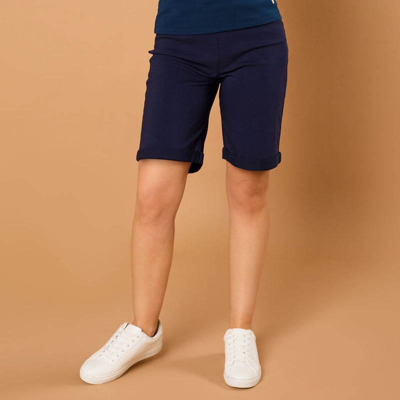 Stretch Bengaline  Turn Up Short Navy