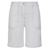 Stretch Bengaline Utility Pocket Shorts White