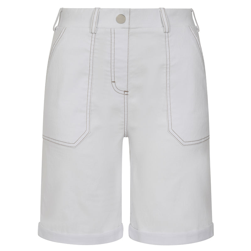 Stretch Bengaline Utility Pocket Shorts White