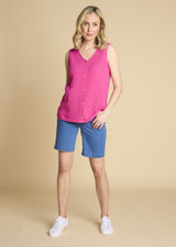 Stretch Denim Knee Length Short Light Denim