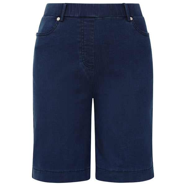 Stretch Denim Knee Length Short Denim Blue