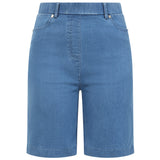 Stretch Denim Knee Length Short Light Denim