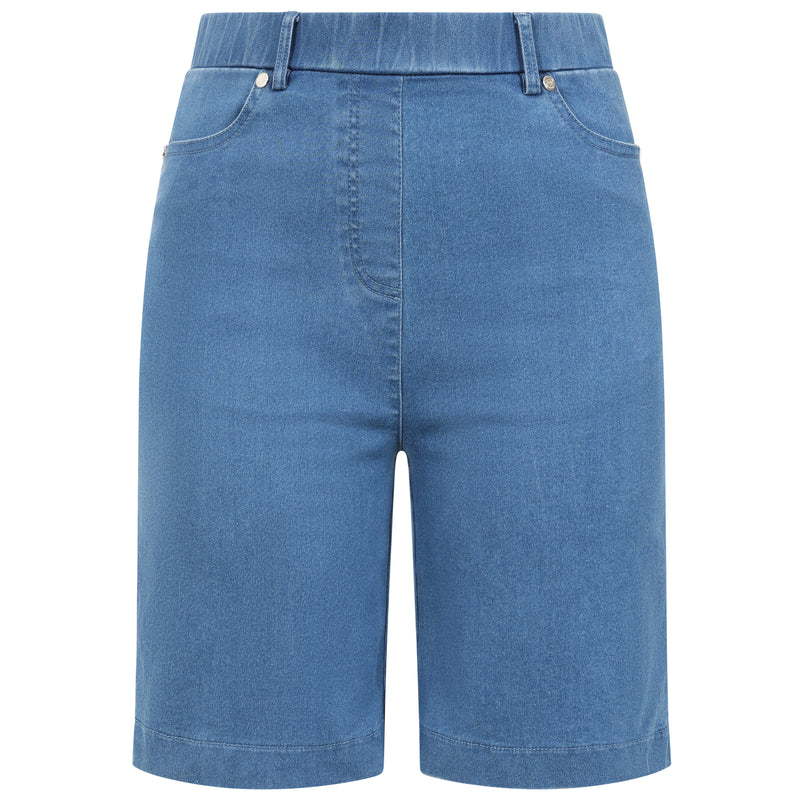 Stretch Denim Knee Length Short Light Denim
