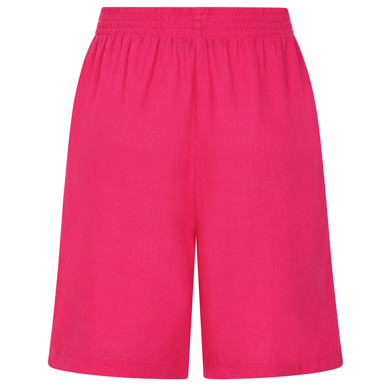 Tailored Linen Shorts With Pockets Hot Pink