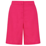 Tailored Linen Shorts With Pockets Hot Pink