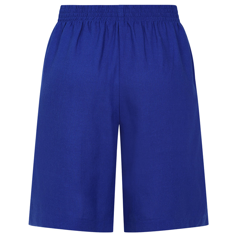 Tailored Linen Shorts With Pockets Royal Blue