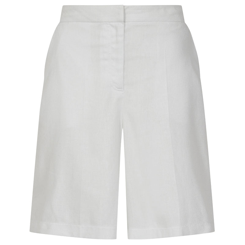 Tailored Linen Shorts With Pockets White
