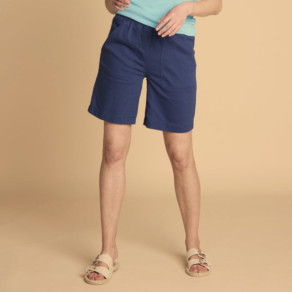 Washed Cotton Stretch Short Navy