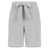 Linen Tie Waist Stripe Shorts Navy/White