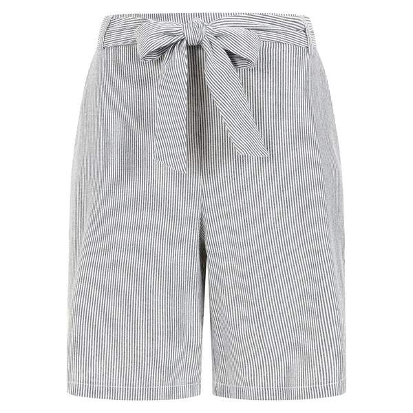 Linen Tie Waist Stripe Shorts Navy/White