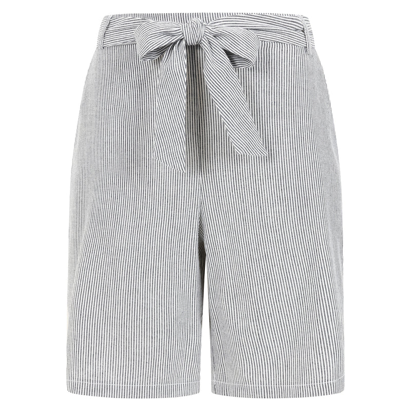 Linen Tie Waist Stripe Shorts Navy/White