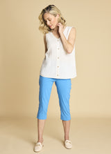 Jean Style Bengaline Stretch Crop Summer Blue