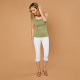 Jean Style Bengaline Stretch Crop White