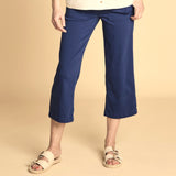 Cotton Washed Stretch Straight Leg Crop Navy