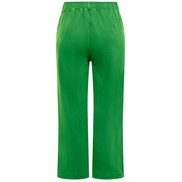 Cotton Washed Stretch Straight Leg Crop Emerald