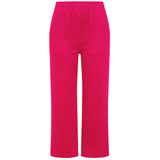 Cotton Washed Stretch Straight Leg Crop Hot Pink