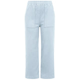 Cotton Washed Stretch Straight Leg Crop Light Blue