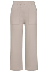 Cotton Washed Straight Leg Cropped Trousers