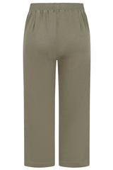 Cotton Washed Straight Leg Cropped Trousers