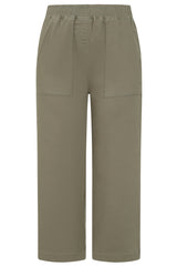 Cotton Washed Straight Leg Cropped Trousers