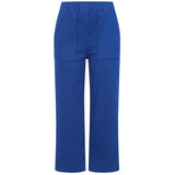 Cotton Washed Stretch Straight Leg Crop Royal Blue