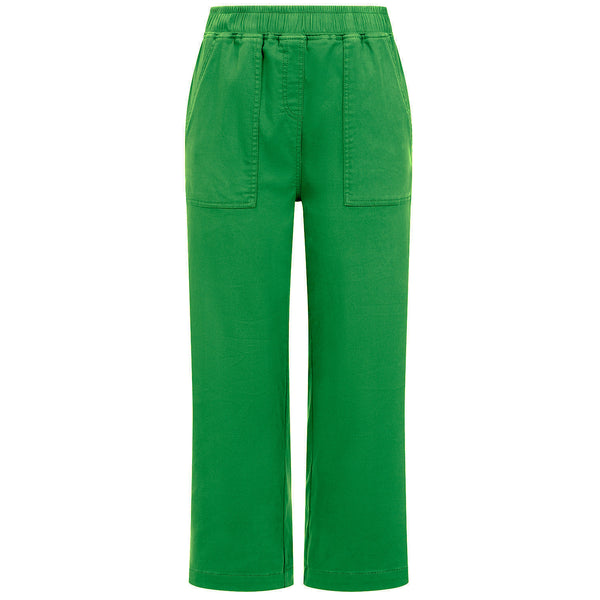 Cotton Washed Stretch Straight Leg Crop Emerald