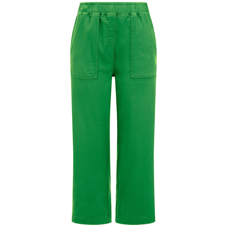 Cotton Washed Stretch Straight Leg Crop Emerald