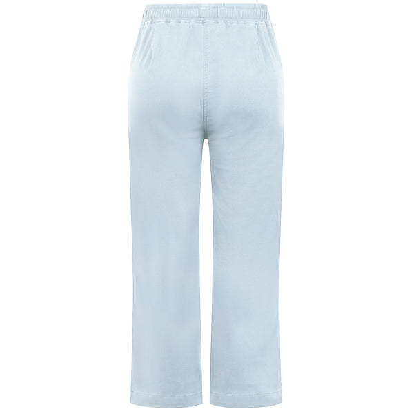 Cotton Washed Stretch Straight Leg Crop Light Blue