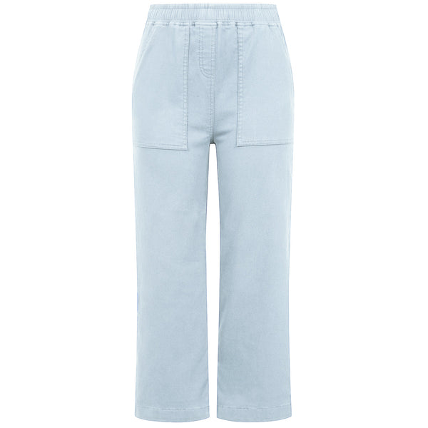 Cotton Washed Stretch Straight Leg Crop Light Blue