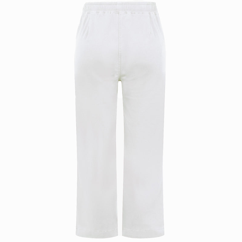 Cotton Washed Stretch Straight Leg Crop White