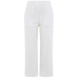 Cotton Washed Stretch Straight Leg Crop White