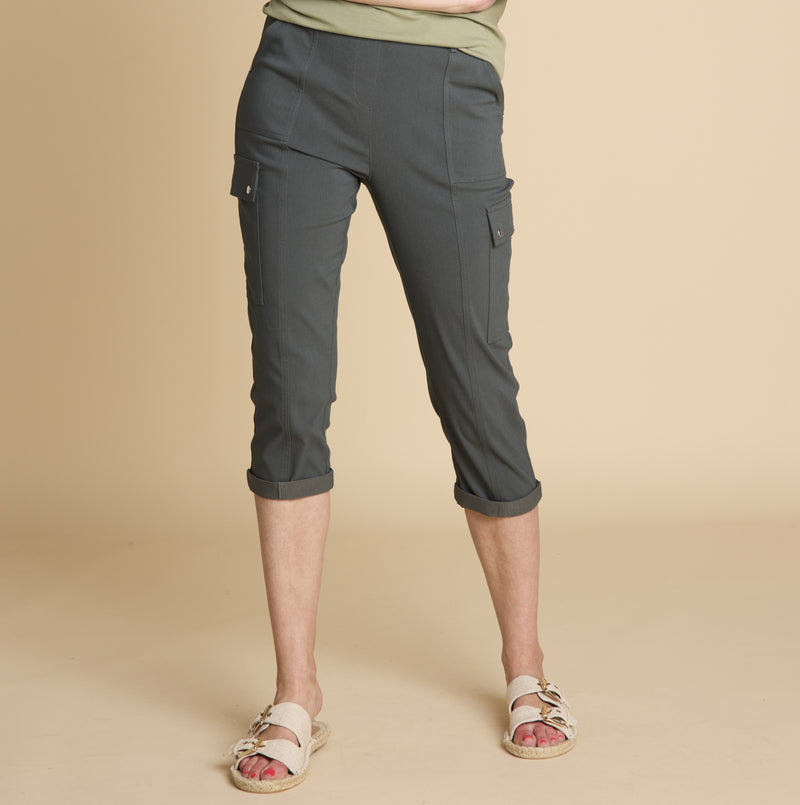 Combat Style Bengaline Stretch Crop Dark Khaki