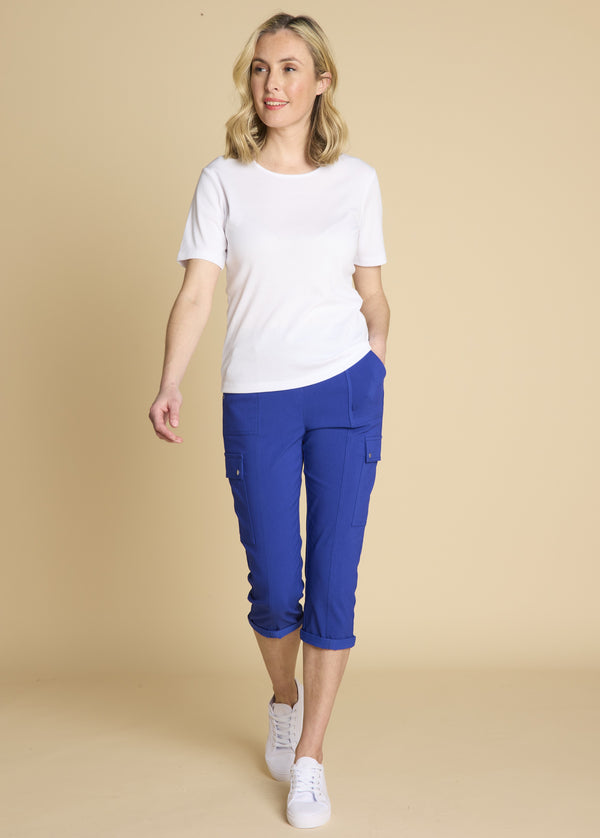 Combat Style Bengaline Stretch Crop Royal Blue