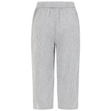 Linen Tie Waist Stripe Crop Navy/White