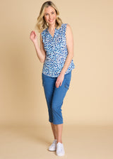 Stretch Denim Cargo Crop Light Denim